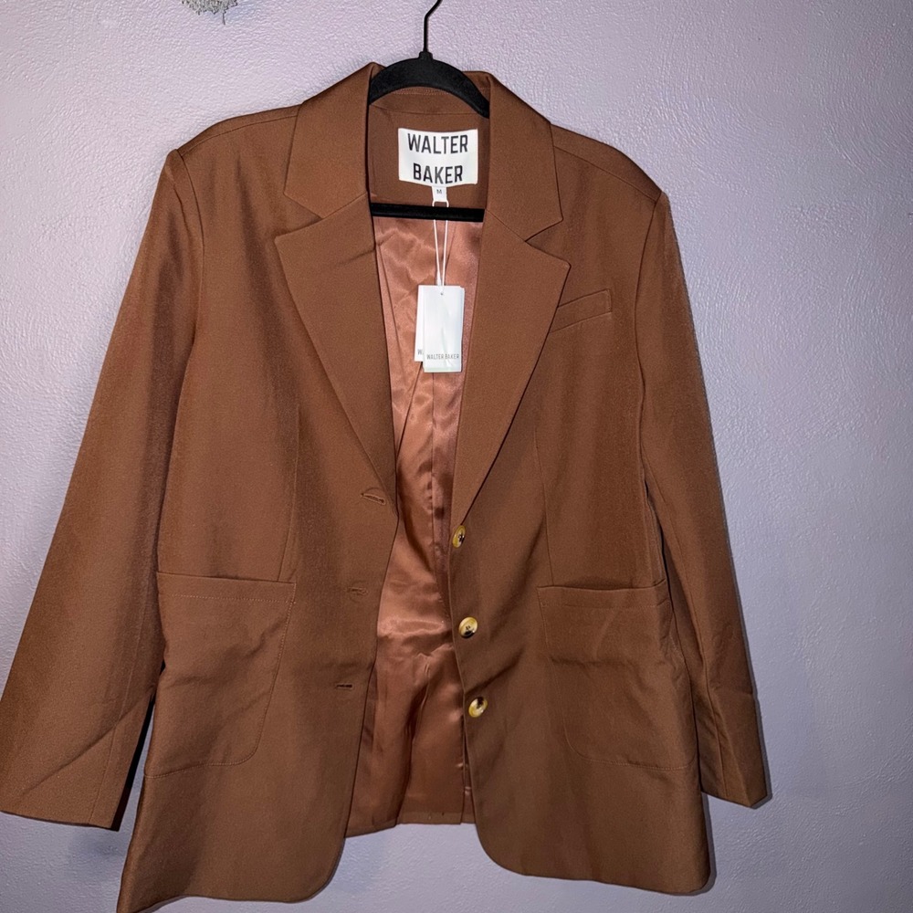 Walter Baker Women Chocolate Brown 3-Button Blazer Jacket Preppy NWT Size M
